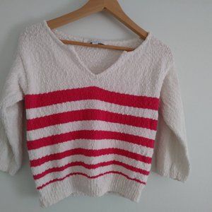 Callahan Anthropologie red and white striped knit top XS